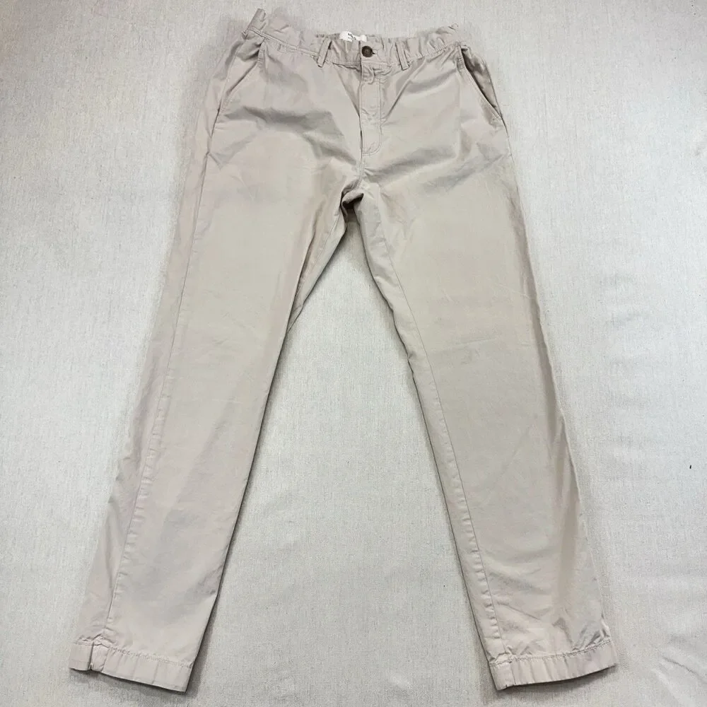 M&S Marks Spencer Slim Fit Chino Pants Mens 30 Ecru Beige Cotton Casual